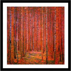 Tannenwald I by Gustav Klimt 59cm x 59cm Framed Black - Picture 1 of 1