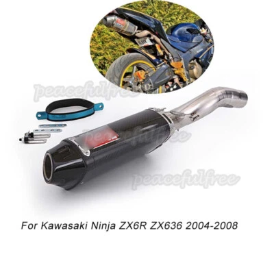 Tubo de escape debajo del asiento de fibra de carbono para Kawasaki Ninja ZX6R ZX636 2004-2008 punta Foto 1 de 4