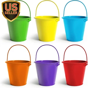Small Metal Buckets with Handle 6 Pcs – Galvanized Bucket Leak Proof & Rust R... - Picture 1 of 1