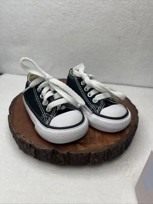 Converse Bebés Niños Pequeños Niños All Star Negro Parte Superior Baja Lona Zapatos Nuevos Talla Us 3 Foto 1 de 3
