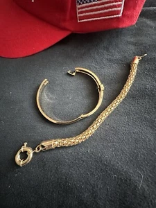 Bangle Bracelet and Popcorn bracelet Exquisite 18K Gold Filled Color. Bundle - Picture 1 of 12