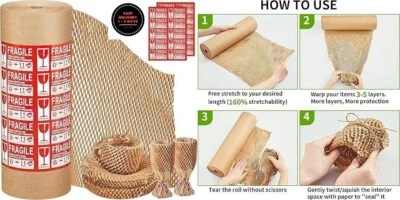 Papel de embalaje con forma de panal, 15" x 412', envoltura de burbujas. neuvo. - Image 1 of 4