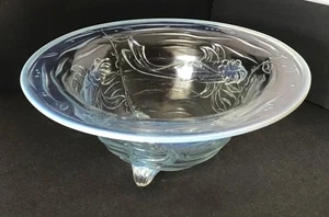 Art Deco Jobling British Opalescent Glass Swimming Fish Footed Bowl, 10 5/8” - Picture 1 of 12
