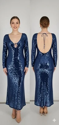 Bardot Verona Mesh Sequin Cocktail Maxi Dress Glam Y2K Womens Size 10 MSRP$179 - Image 1 of 4