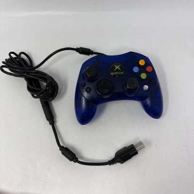 Tested Original Xbox OEM S Type Blue OG Controller with Breakaway Cable - Image 1 of 4