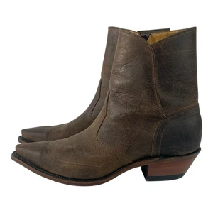 BOULET 1690 Leather Ankle Zippered Cowboy Boots Brown Mens Size 9 - Picture 1 of 9