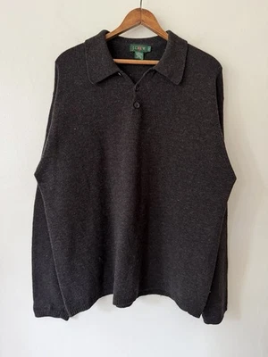 Suéter Henley de Lana de Cordero J Crew Años 90 De Colección Negro Gris Grande Remeros Foto 1 de 4