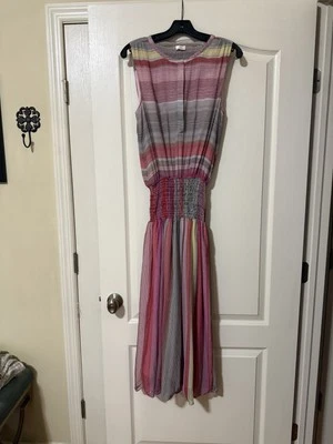 Vestido midi ECRU multicolor cintura elástica talla mediana  Foto 1 de 4