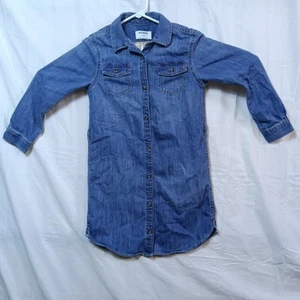 Old Navy Girls Denim Dress Long Sleeve Blue Knee Length Size Large 10 - Picture 1 of 8