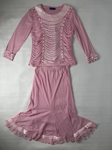 Come N See Vintage Y2K Maxi Mermaid Skirt Ruffle Set Ribbed Top & Skirt Elegant - Picture 1 of 24