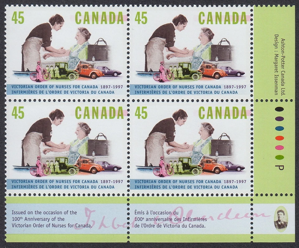 ORDENA VICTORIANA DE ENFERMERAS = LR Placa Bloque de 4 sellos Canadá 1997 #1639 MNH Foto 1 de 1