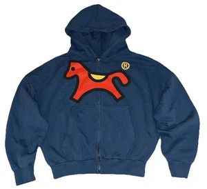 Under A Burning Sun Hoodie XL Blue Horse Logo Full Zip NEW *spots - Picture 1 of 6