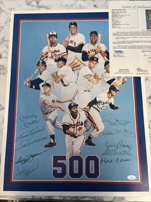 JSA CERTIFIED-“500 Home Run Club” Poster MANTLE,MAYS,WILLIAMS+7(10 Total) #40151 - Image 1 of 4
