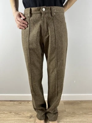 CALÇA DOLCE & GABBANA FEMININA MARROM LÃ VIRGEM EXÉRCITO IT47 33 vintage - Imagem 1 de 4