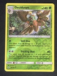 Tarjeta Pokémon Eclipse Cósmico Decidueye 20/236 Holograma Inverso SM JUEGO DE CARTAS COLECCIONABLES - Imagen 1 de 2