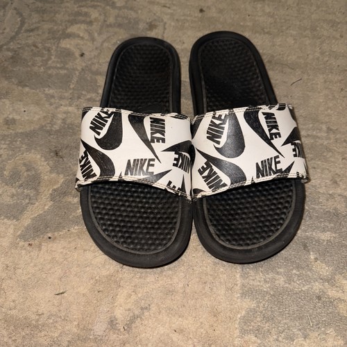NIKE BENASSI SCARPE SLIDES NERO BIANCO UOMO TG 9