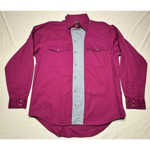 Frontier Series Men's Long Sleeve Purple Western Button Up Shirt - Size L - Picture 1 of 3