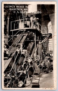K40/ Hancock Michigan RPPC Postcard c1940s Quincy Hoist Mine Interior 54 - Picture 1 of 2