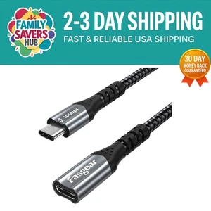 6ft Nylon Braided USB C Extension Cable - 10Gbps Fast Charging & Syncing - Picture 1 of 7