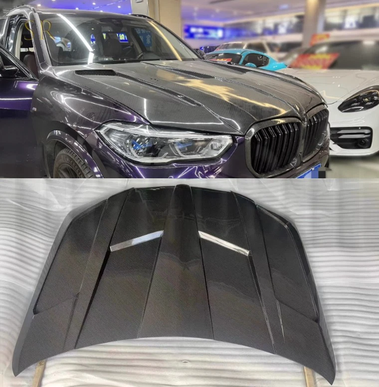Cubierta de capó ventilada de carbono real estilo LD para BMW X5M F95 X6M F96 LCI Foto 1 de 4