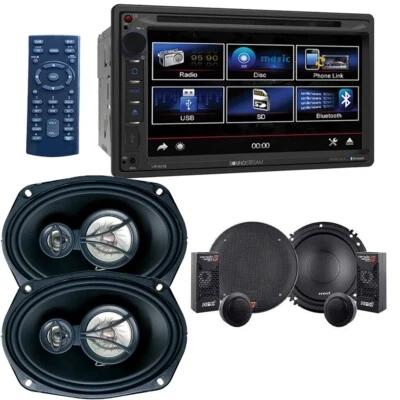7" Screen Bluetooth AM/FM Car Stereo 6x9" 3Way & 6.5" Component Speakers Bundle - Image 1 of 4