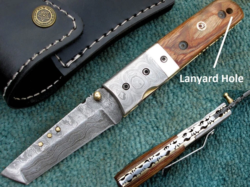 Hand Made Tanto Blade Folding Knife ,Superior Damascus Steel Tanto Folding Knife - Image 1 of 4