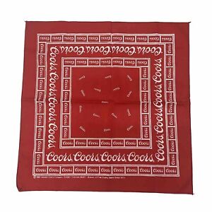 Vintage 1982 Coors Beer Bandana Handkerchief Scarf Red 80s Alcohol Patterned 21”