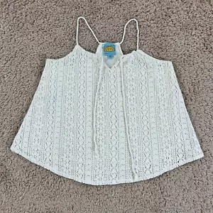 CC CALIFORNIA Ivory Crochet Flowy Boho Tank Top Womens S Spaghetti Straps - Picture 1 of 11