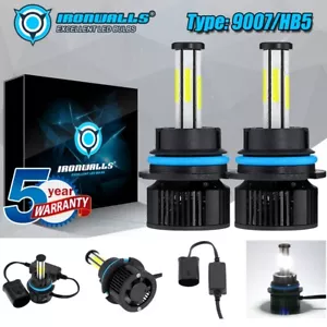 6-Sides 9007 HB5 Turbo Fan LED Headlight Bulbs Kit High Low Beam 6500K White - Picture 1 of 12