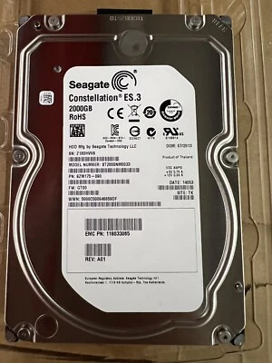 2TB Seagate Constellation ES.3 HDD 3.5" SATA 6Gb/s 7.2K RPM ST2000NM0033 - Image 1 of 4