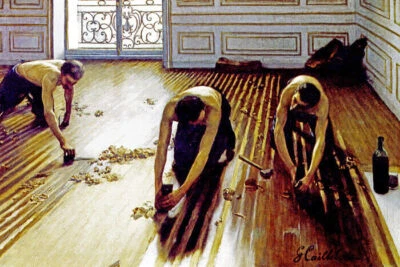 FLOOR SCRAPERS WORKING ROBUST MEN 1875 PAINTING BY GUSTAVE CAILLEBOTTE REPRO  - Image 1 of 3