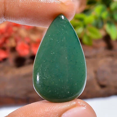 23 Ct. Natural Pear Green Aventurine Designer Cabochon Loose Gemstone 30X18X6mm - Image 1 of 4