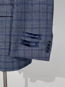 46R Tommy Hilfiger Gray Blue Check Soft Jacket Sport Coat blazer Tommy Hilfiger - Picture 1 of 4