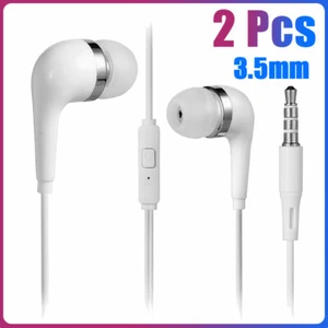 2Pcs 3.5mm In-Ear Headset Headphones Wired Earphone Earbuds W/ Mic For Samsung - Picture 1 of 14