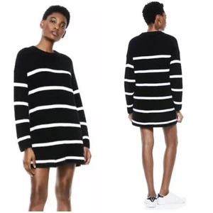 Alice + Olivia striped cashmere sweater knit dress Size L Large Black White $440 - Picture 1 of 6