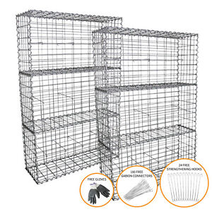 Gabion Baskets Outdoor Cages Stone Wire Mesh Planter / 100 x 50 x 30cm / 6 Pack