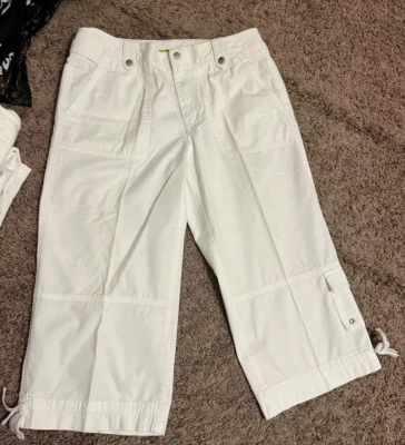 CINTURA AJUSTÁVEL SIGRID OLSEN TAMANHO 6 FEMININA BRANCA CAPRI ALGODÃO CINTURA MÉDIA - Imagem 1 de 4