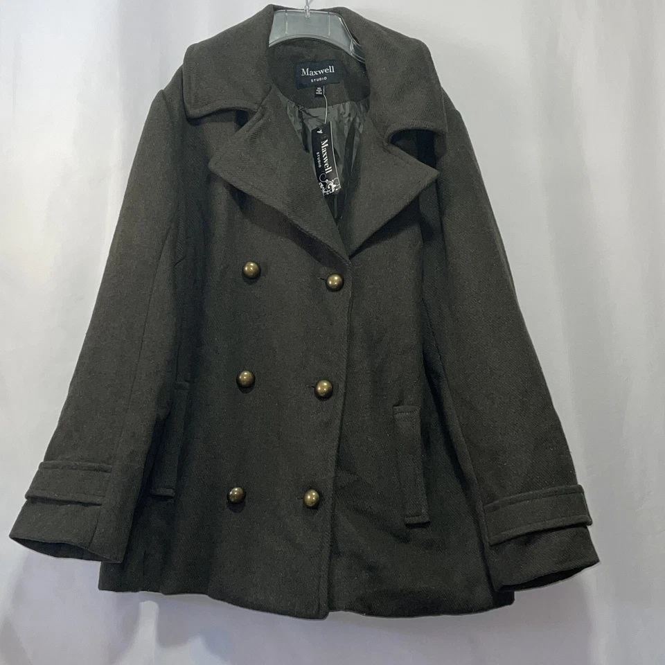 Maxwell Studio pea coat dark green womens size xl nwt e2400 - Image 1 of 4