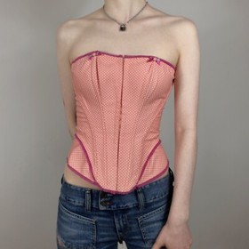 Ann Summers Corset 8 S Peach Purple Lingerie Croptop Lace Up Sexy Lolita y2k
