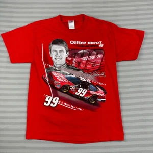 Camisa de Colección Carl Edwards Para Hombre Mediana Roja Estampado Completo Office Depot Y2K - Imagen 1 de 7