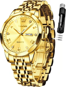 Reloj para hombre de acero inoxidable con diamantes de imitación y correa de pie - Picture 1 of 12