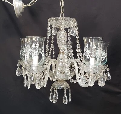 5 Свет хрустальная люстра с травленое стекло абажуры и навес верхний 21 «x 19» GS00416 - Изображение 1 из 4