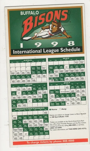 1998 Buffalo Bisons Magnetic Schedule Cover