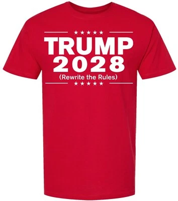 Trump 2028 Rewrite The Rules Printed Short Sleeve T-Shirt Support Trump Shirt - Image 1 of 2