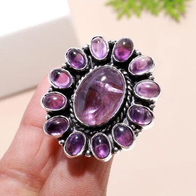 Amethyst Gemstone Handmade 925 Sterling Silver Ring For Birthday Gift Jewelry - Image 1 of 4