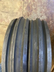 TWO—350x6, 3.50-6, 3.50x6 3 rib front tractor tires with tubes - Picture 1 of 2