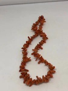 Antiguo collar de cuentas de coral naranja natural - Imagen 1 de 9