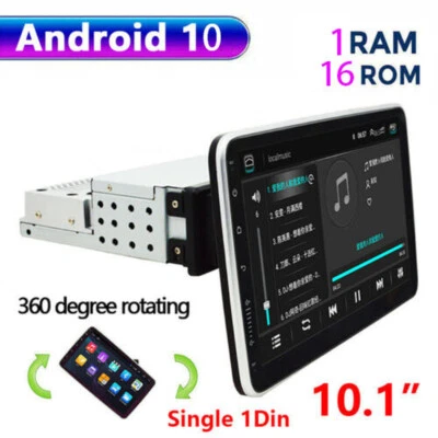 Android 11 Car Radio Single 1Din 10.1'' Rotatable Touch Screen GPS Stereo Player - Image 1 of 4
