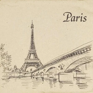T589# 3 einzelne Recyclingpapierservietten für Decoupage Paris Eiffelturm Brücke - Bild 1 von 10