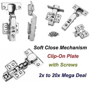 Soft Close Hinges 35MM Full Overlay FOR Kitchen Cabinet Cupboard Door + Screws - Picture 1 of 9